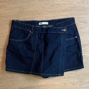 Zara Navy Wrap Denim Skort